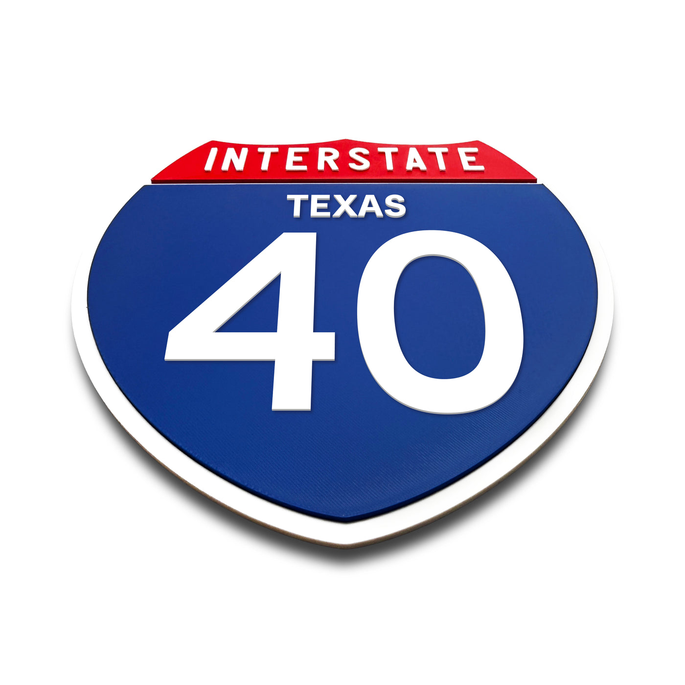 Interstate 40 Texas road sign replica flat view