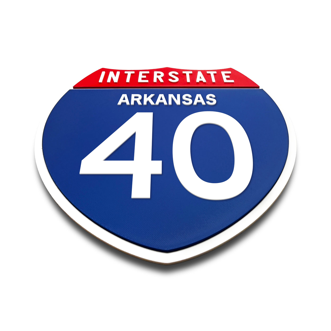 Interstate 40 Arkansas road sign replica flat view