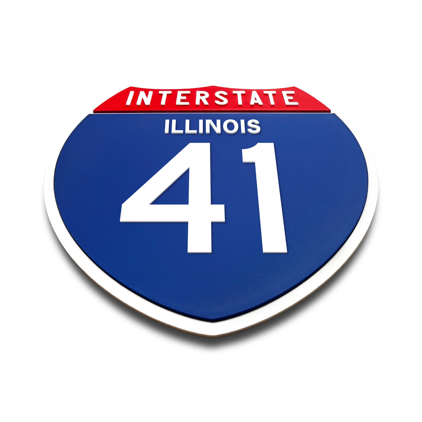 Interstate 41 Illinois road sign replica flat view