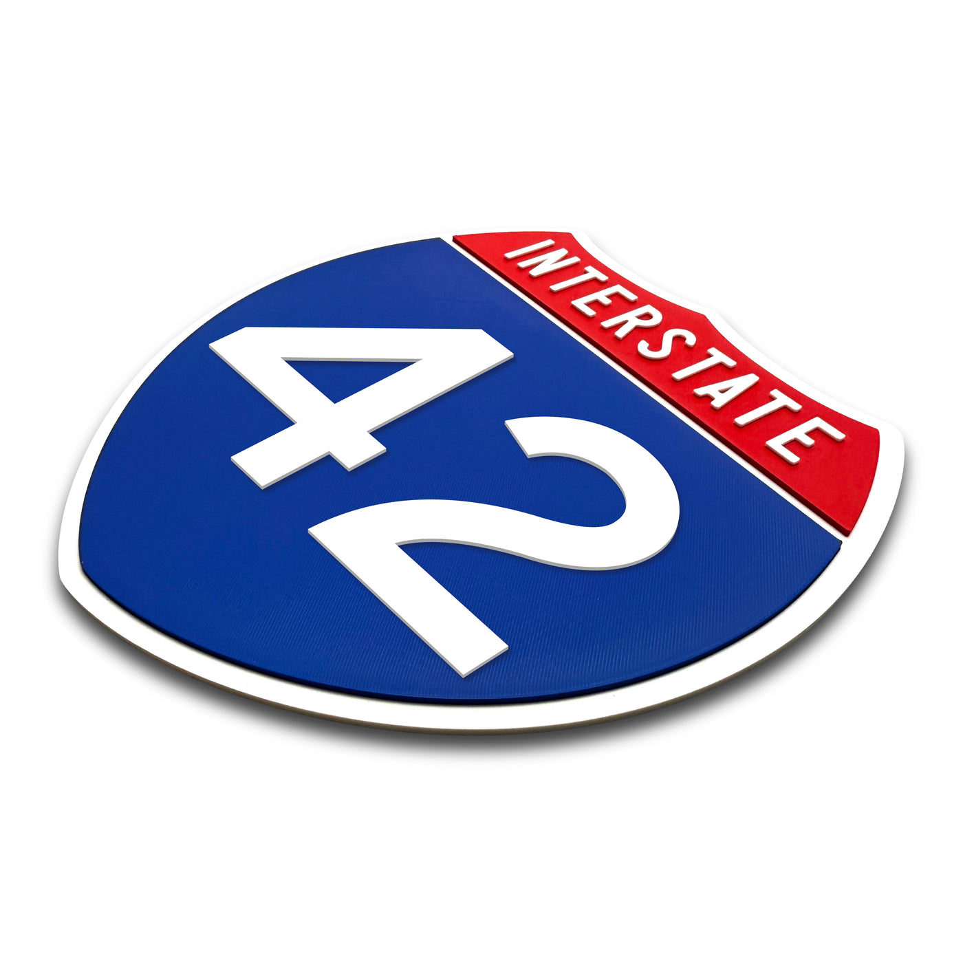 Interstate 42 Number Only road sign replica three quarter view