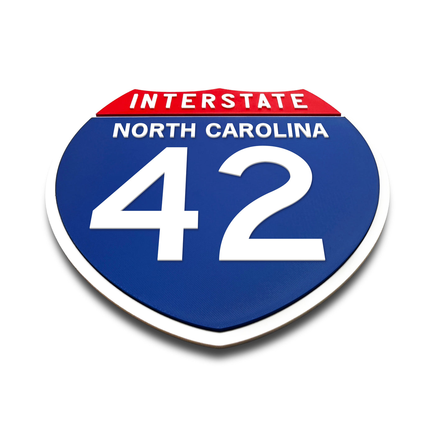 Interstate 42 North Carolina road sign replica flat view