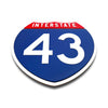 Interstate 43 Number Only road sign replica flat view