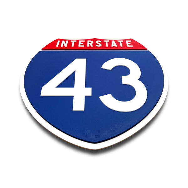 Interstate 43 Number Only road sign replica flat view