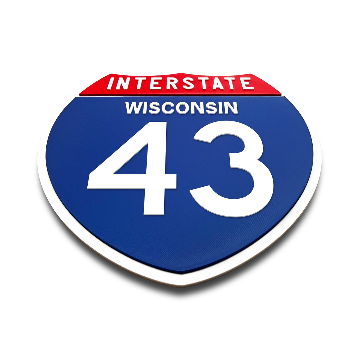 Interstate 43 Wisconsin road sign replica flat view