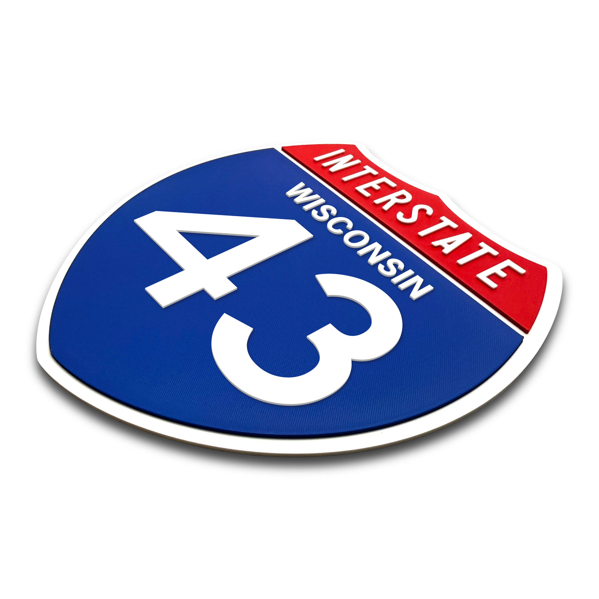 Interstate 43 Wisconsin road sign replica three-quarter view