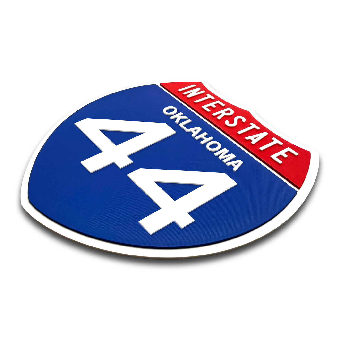 Interstate 44 Oklahoma road sign replica three-quarter view