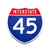 Interstate 45 Number Only road sign replica front view
