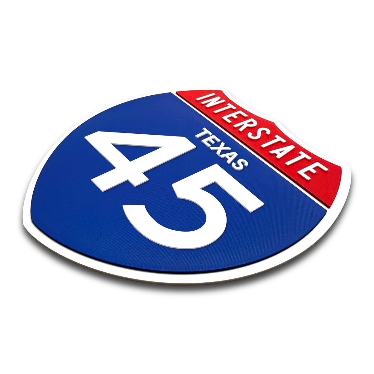 Interstate 45 Texas road sign replica three-quarter view