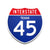 Interstate 45 Texas road sign replica front view
