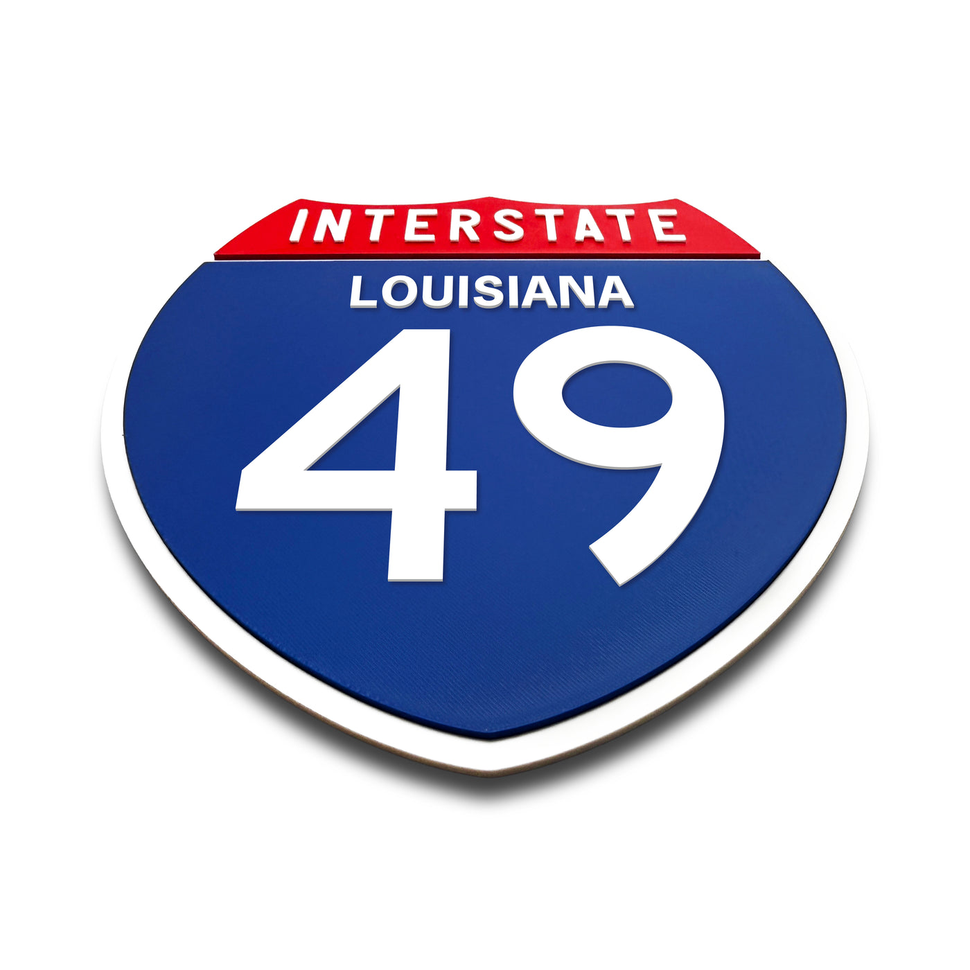 Interstate 49 Louisiana road sign replica flat view