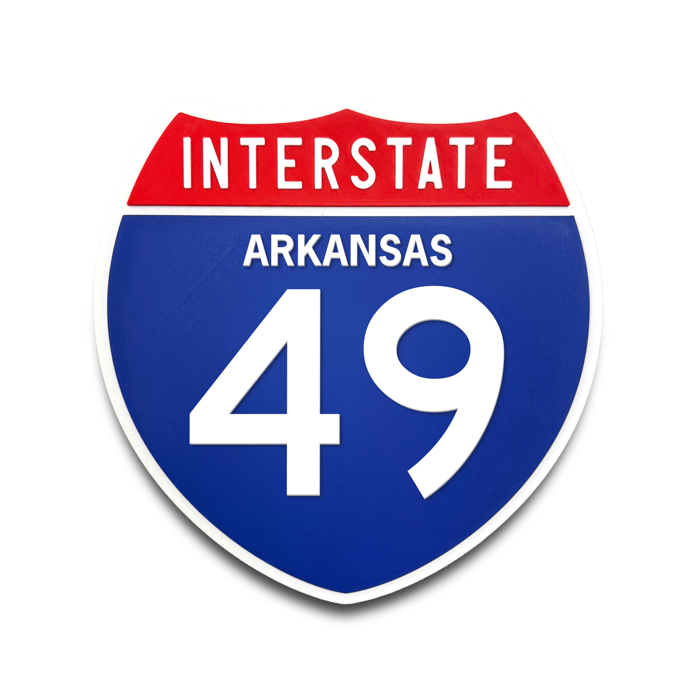 Interstate 49 Arkansas road sign replica front view