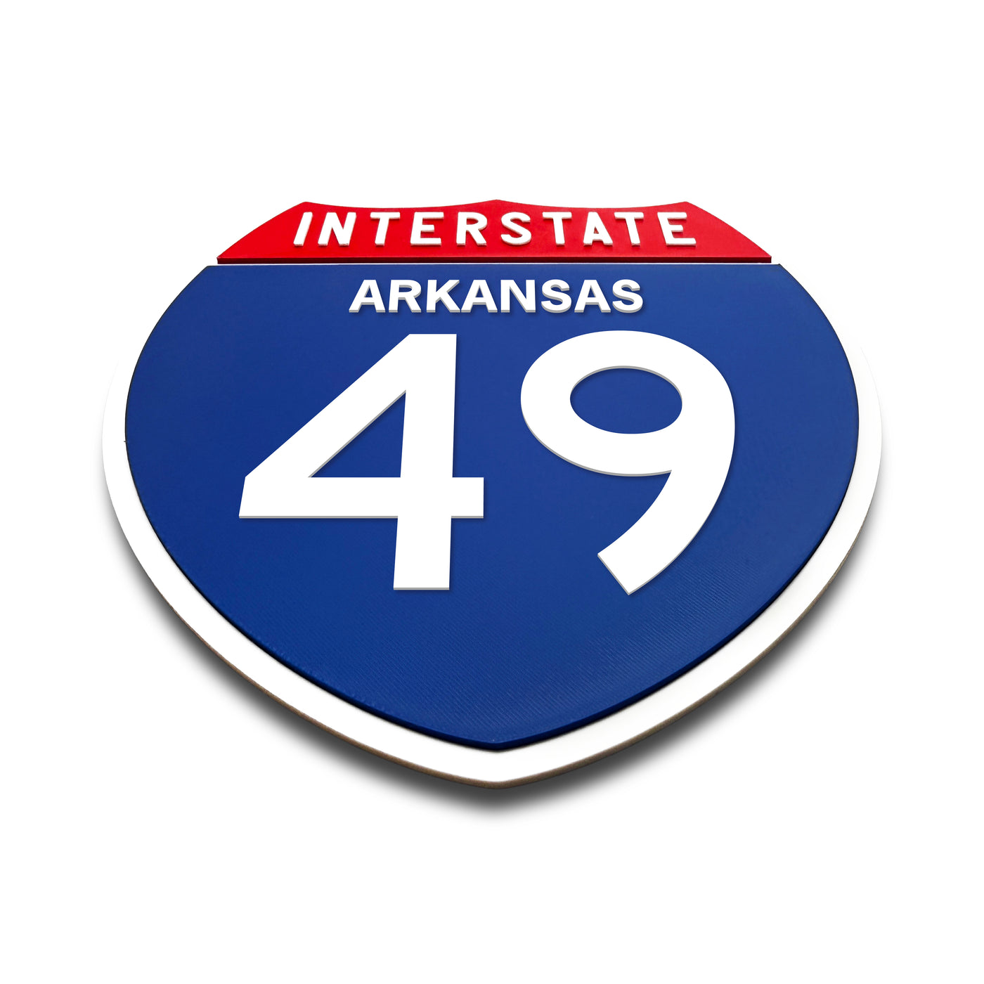 Interstate 49 Arkansas road sign replica flat view