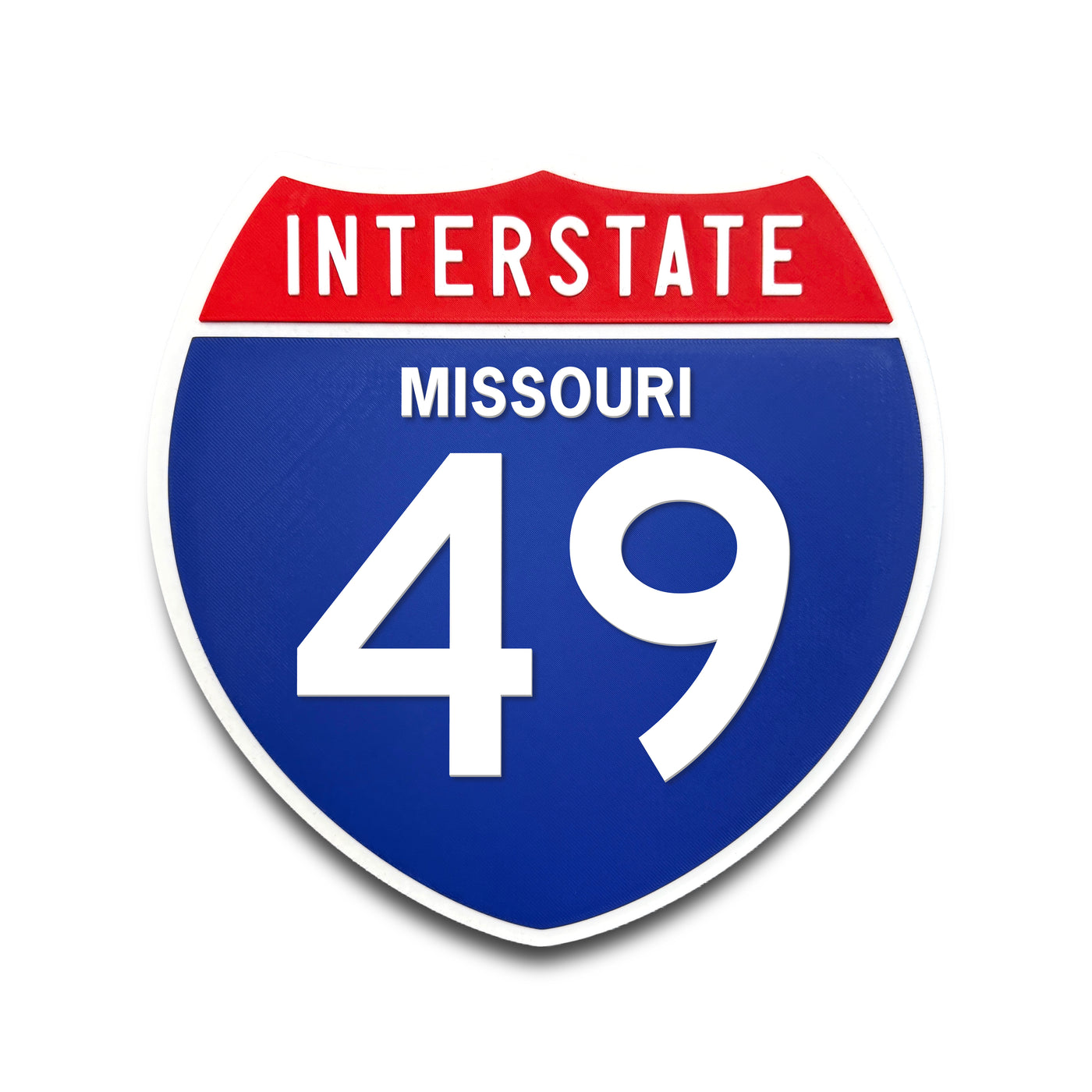 Interstate 49 Missouri road sign replica front view
