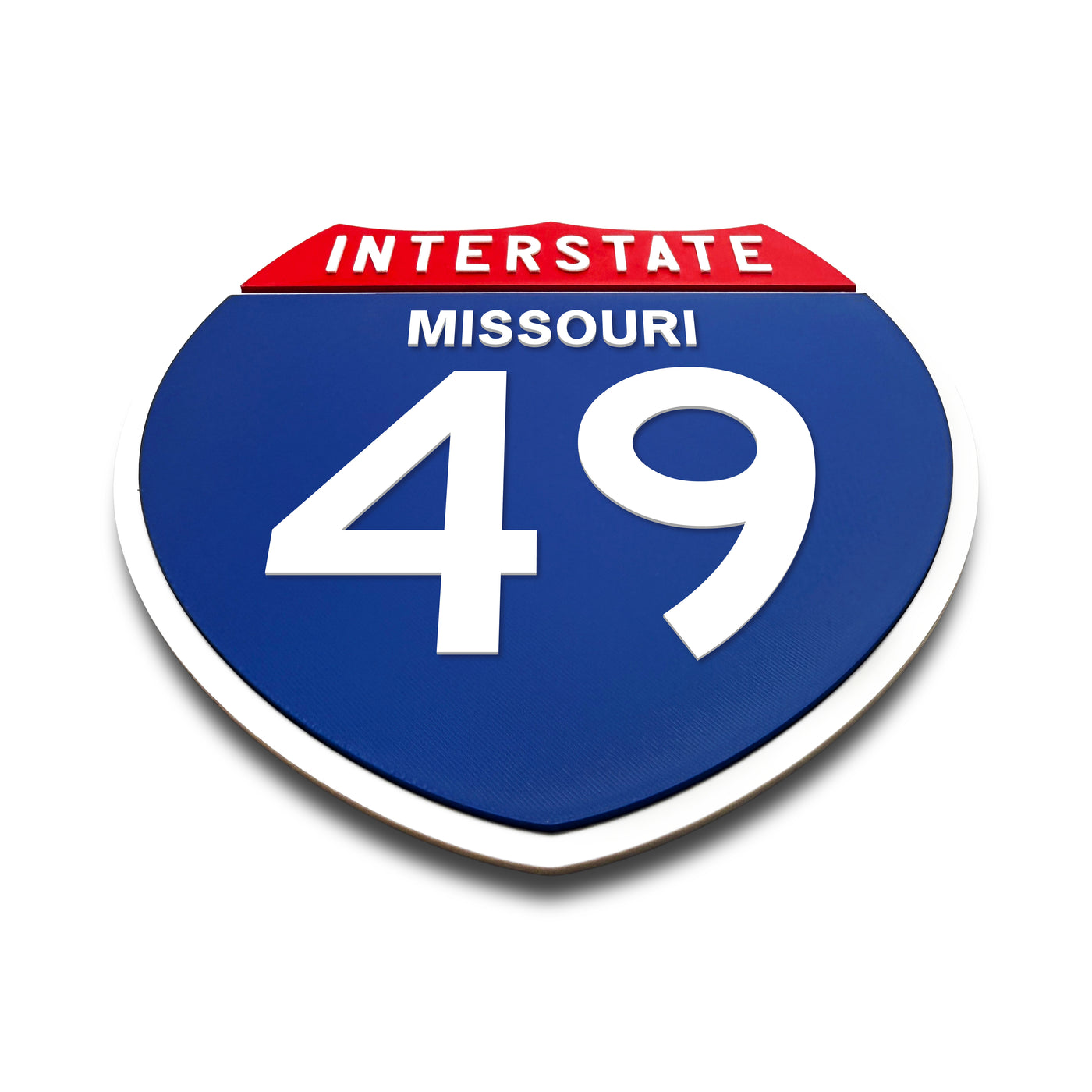 Interstate 49 Missouri road sign replica flat view