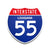 Interstate 55 Louisiana road sign replica front view