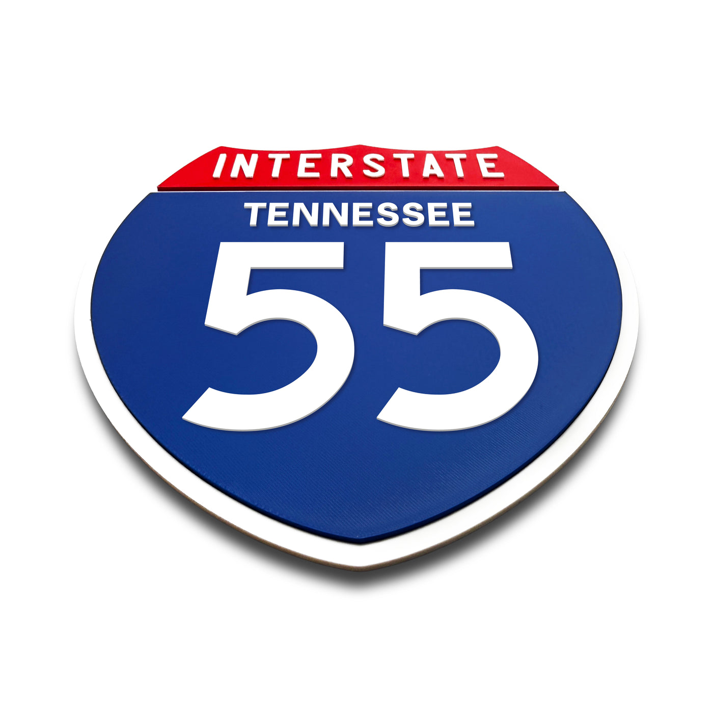 Interstate 55 Tennessee road sign replica flat view