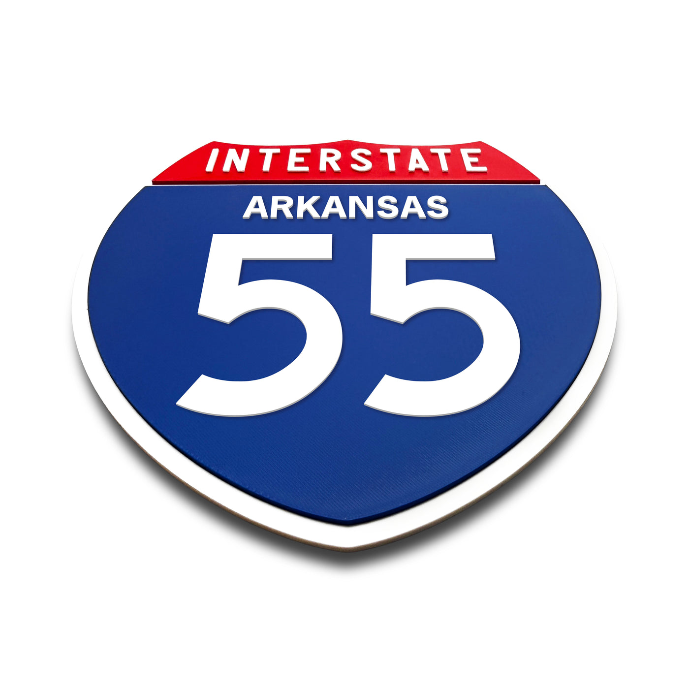 Interstate 55 Arkansas road sign replica flat view