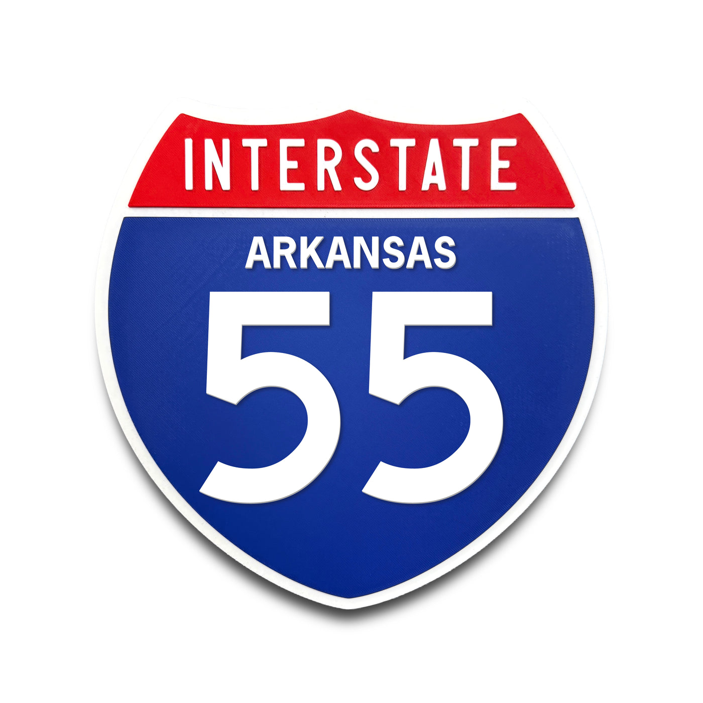 Interstate 55 Arkansas road sign replica front view