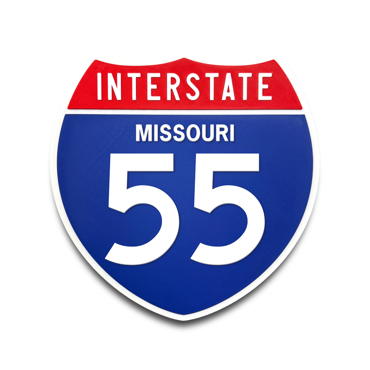 Interstate 55 Missouri road sign replica front view