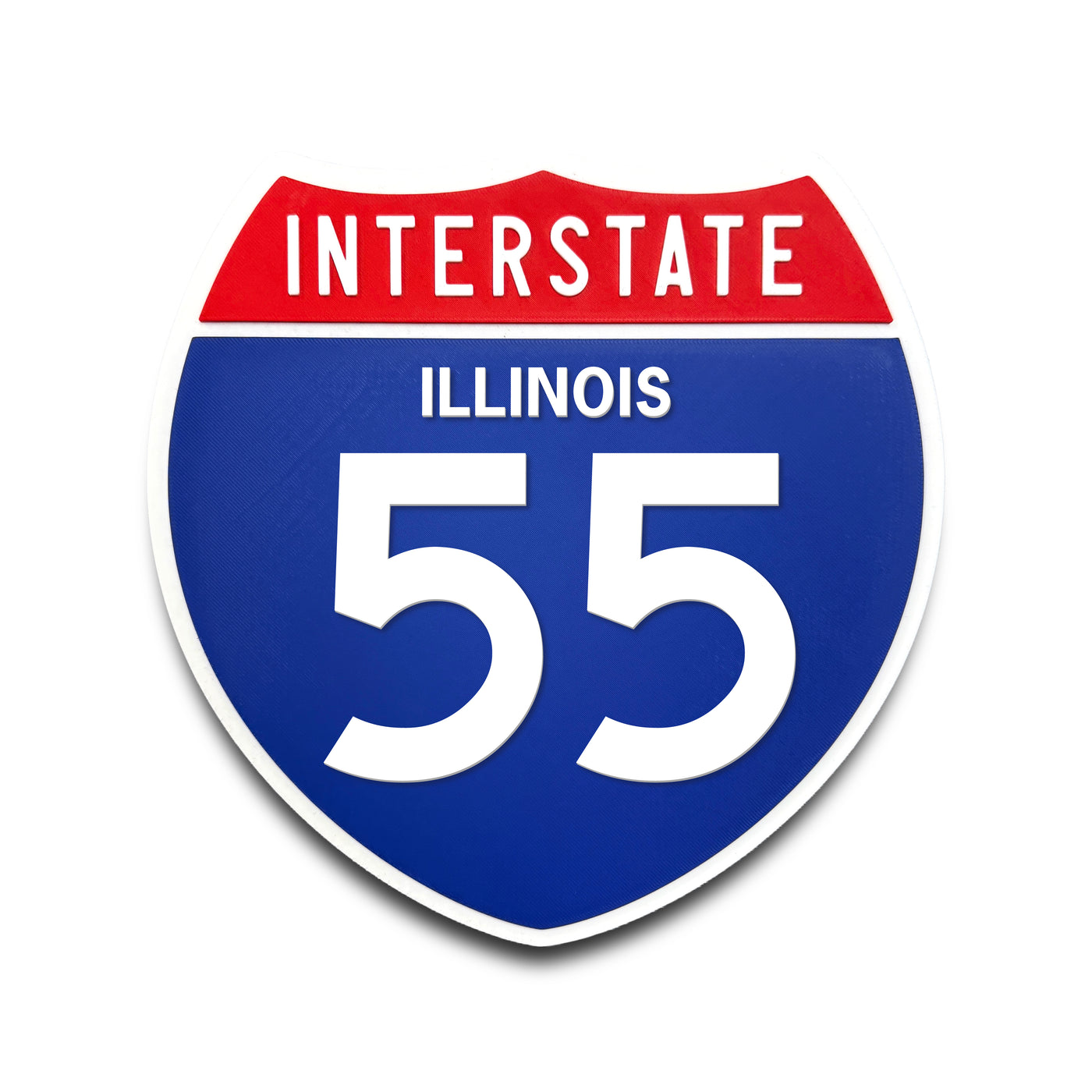 Interstate 55 Illinois road sign replica front view