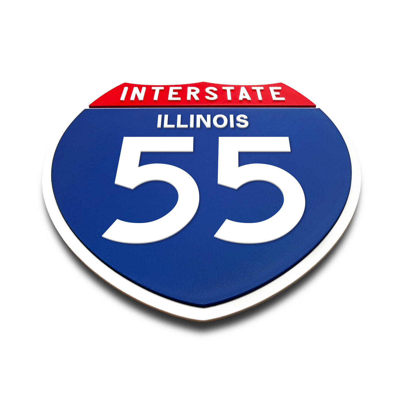 Interstate 55 Illinois road sign replica flat view