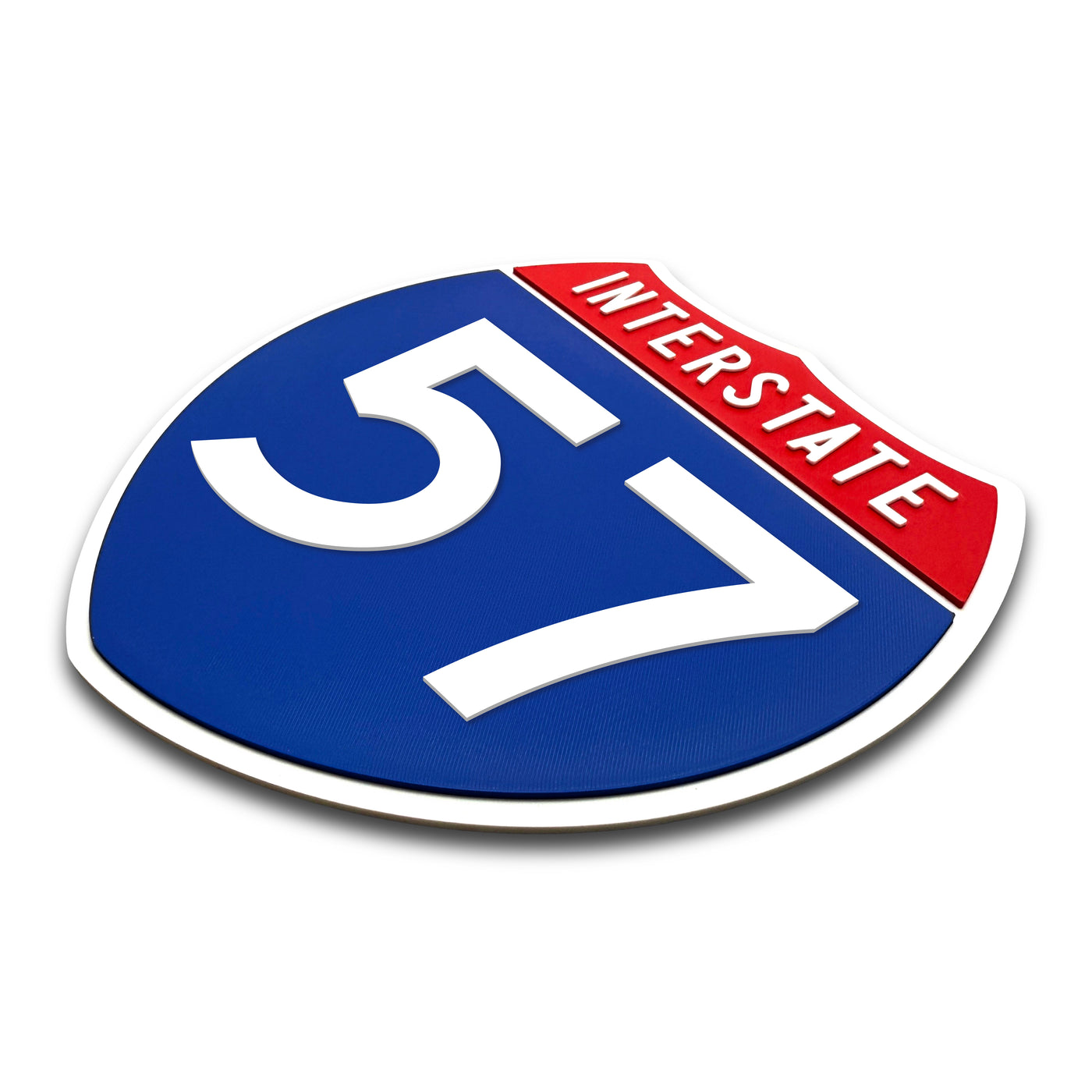 Interstate 57 Number Only road sign replica three quarter view