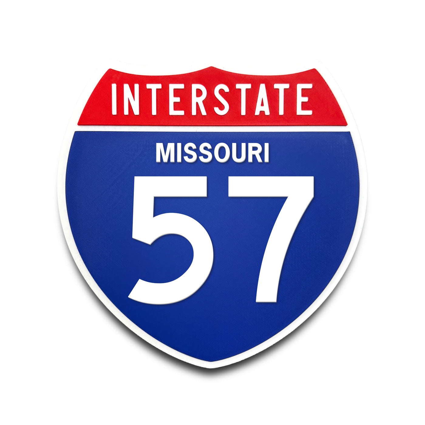 Interstate 57 Missouri road sign replica front view