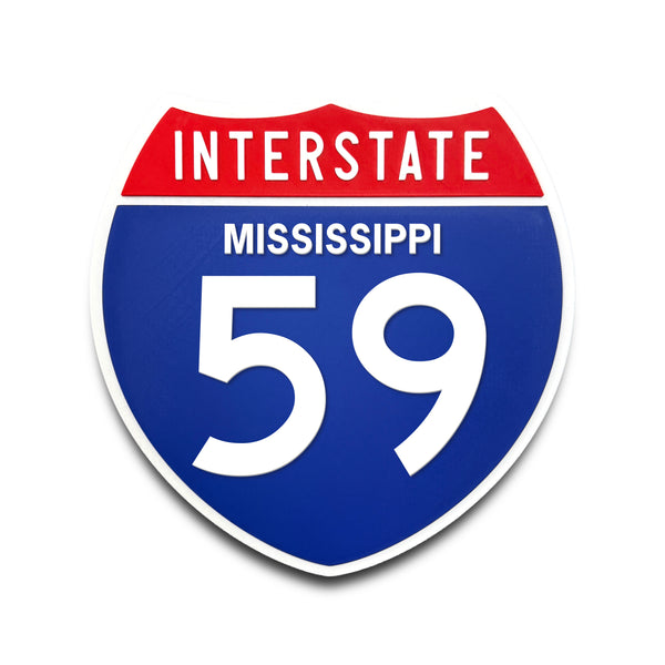 Interstate 59 Mississippi road sign replica front view