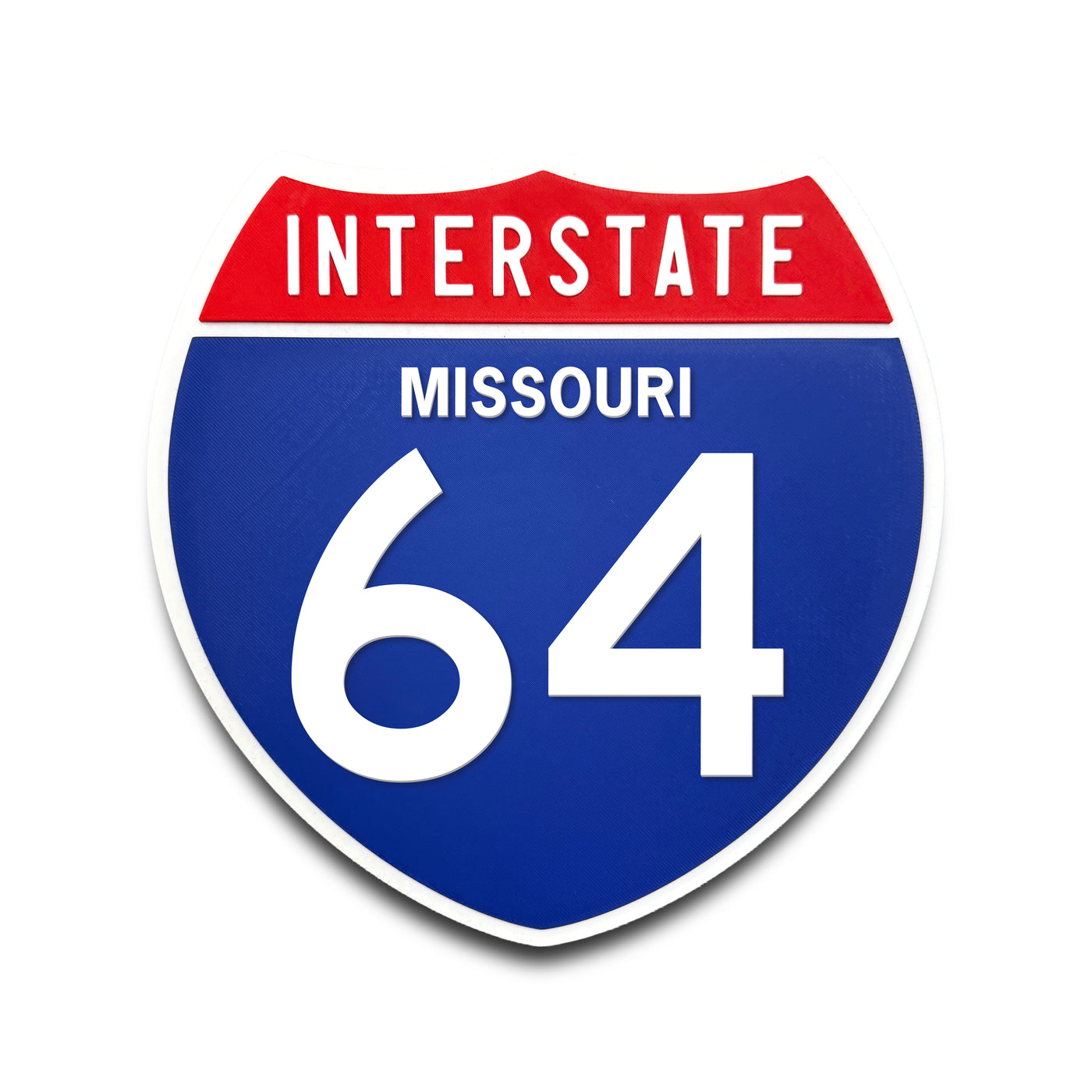 Interstate 64 Missouri road sign replica front view