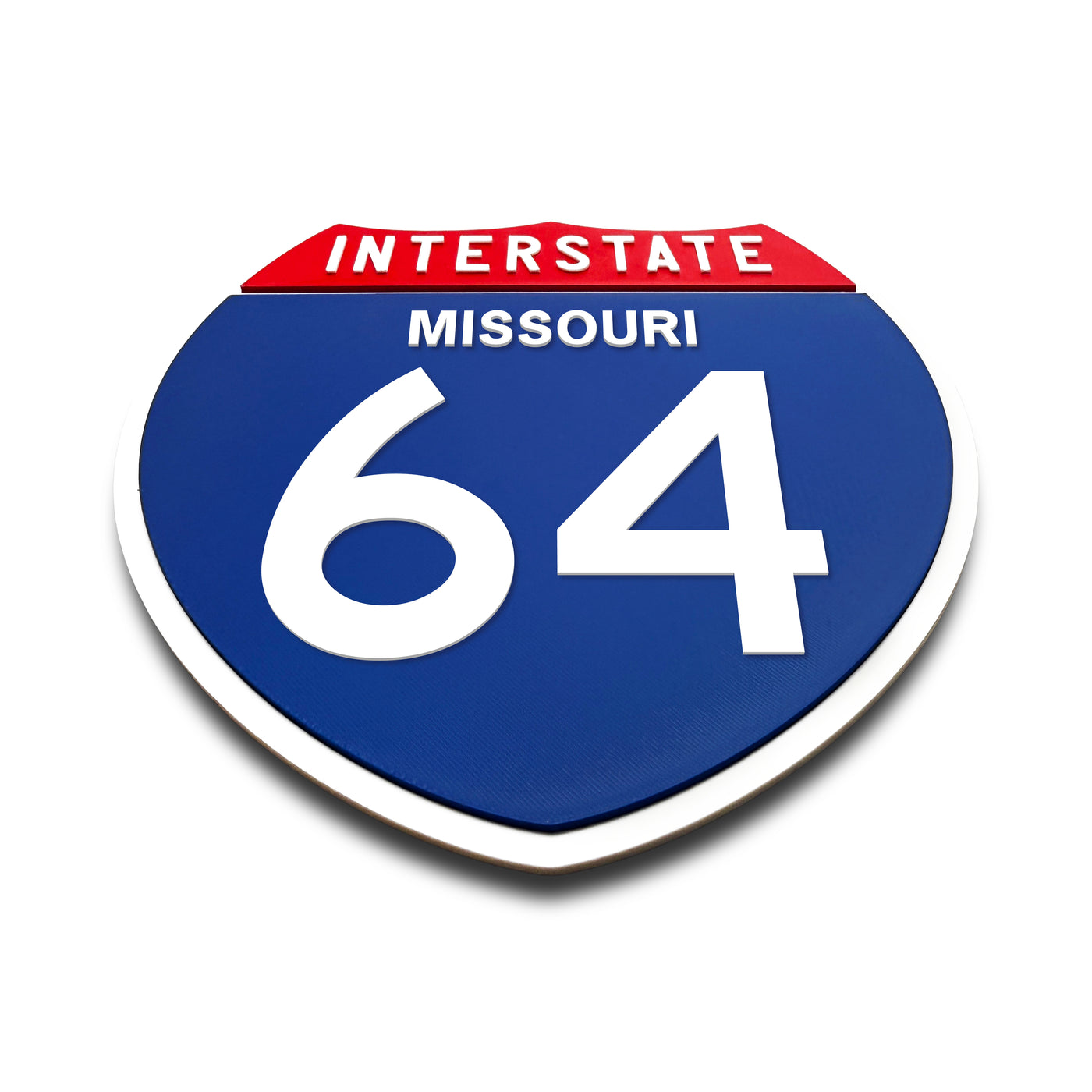 Interstate 64 Missouri road sign replica flat view