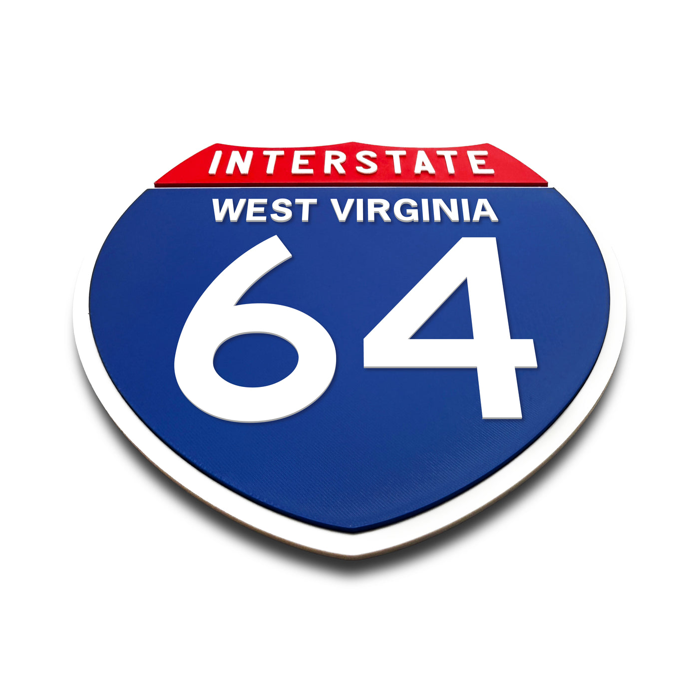 Interstate 64West Virginia road sign replica flat view