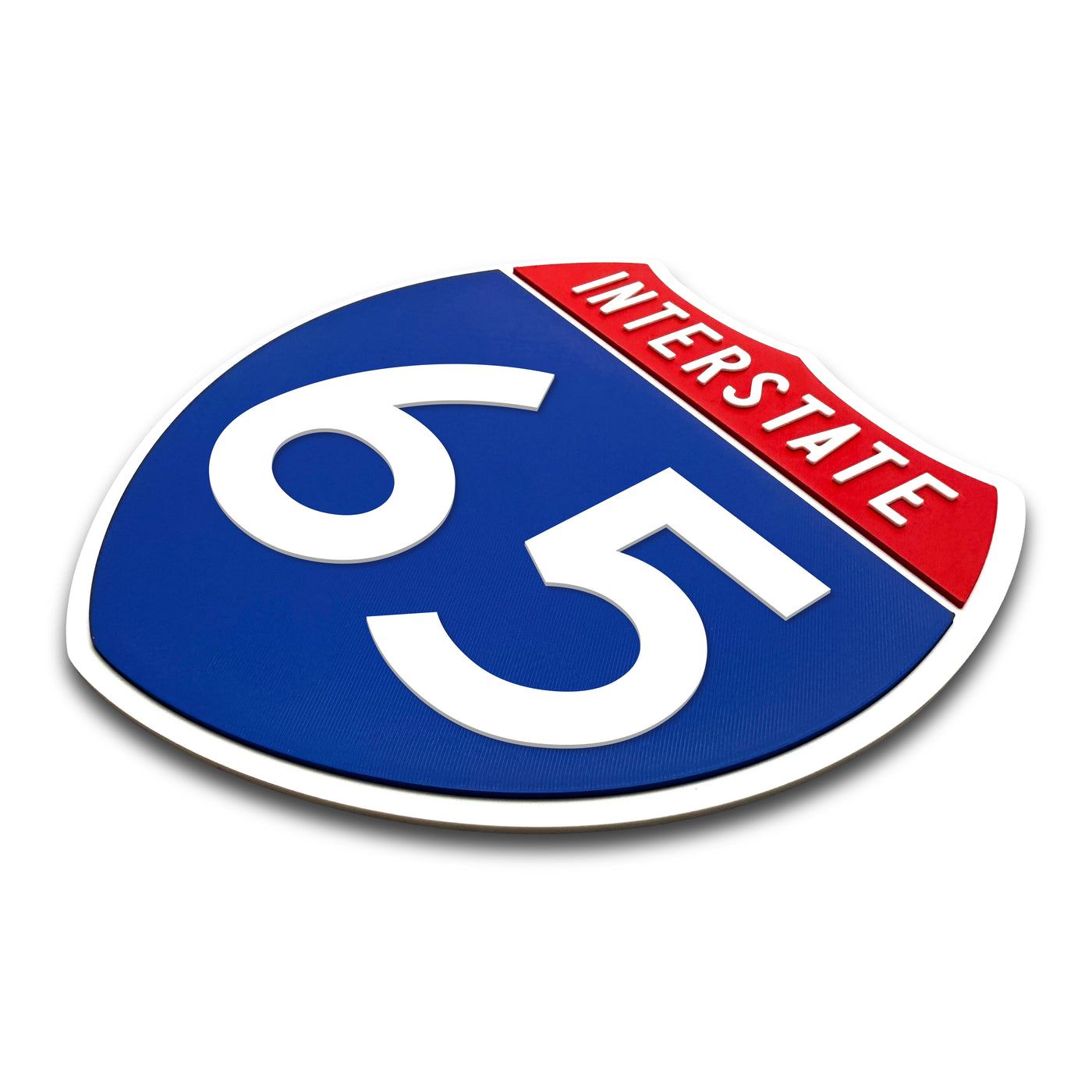 Interstate 65 Number Only road sign replica three quarter view