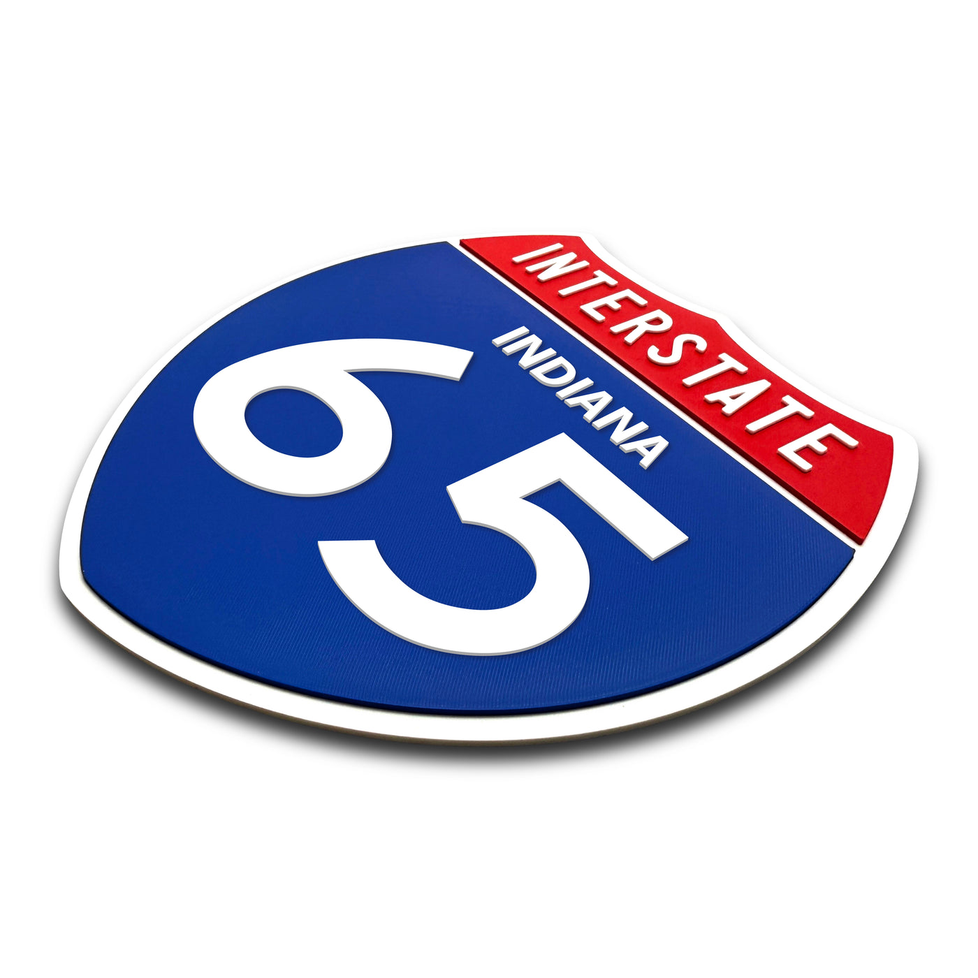 Interstate 65 Indiana road sign replica three-quarter view
