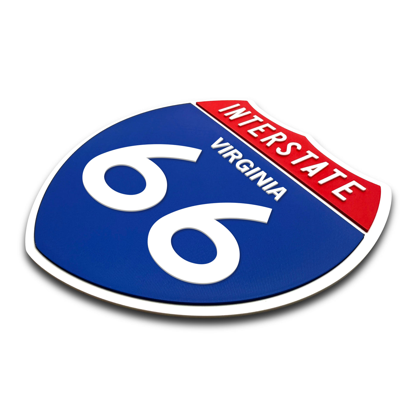 Interstate 66 Virginia road sign replica three-quarter view