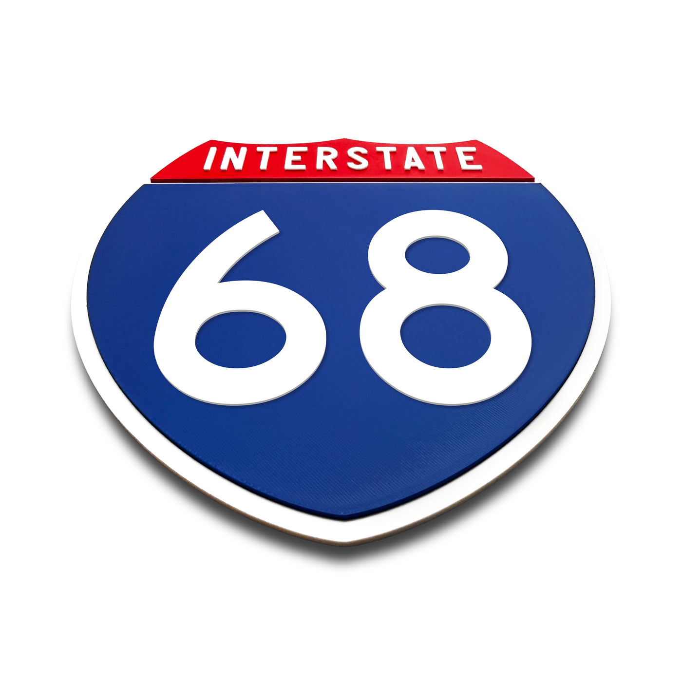 Interstate 68 Number Only road sign replica flat view