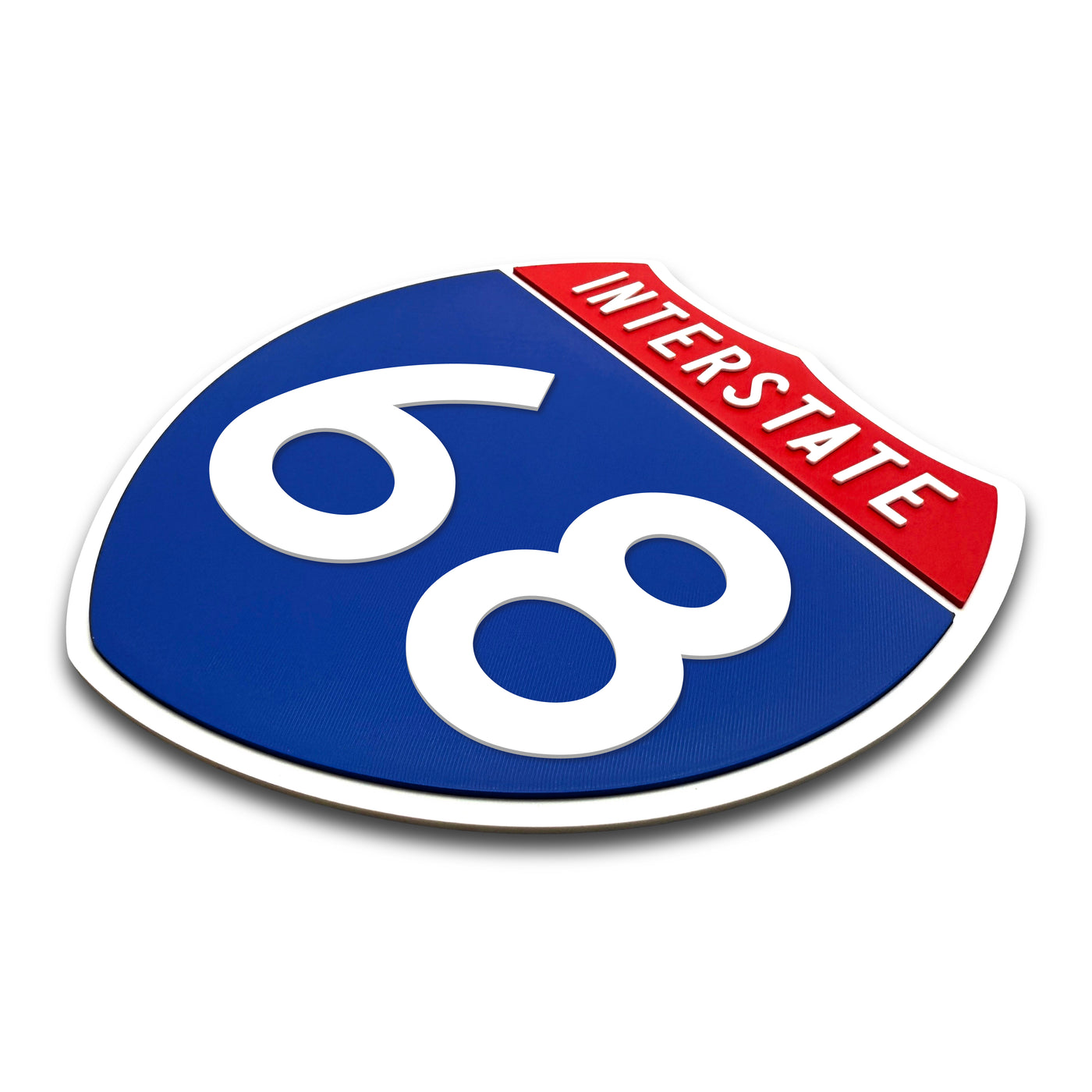 Interstate 68 Number Only road sign replica three quarter view