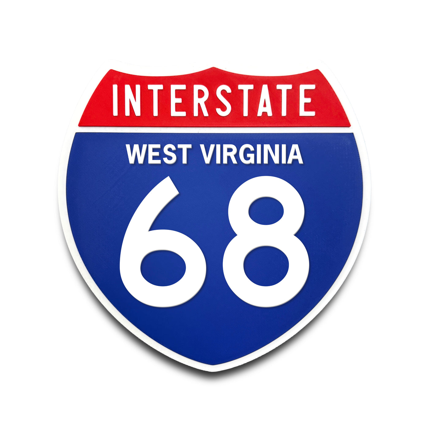 Interstate 68 West Virginia road sign replica front view
