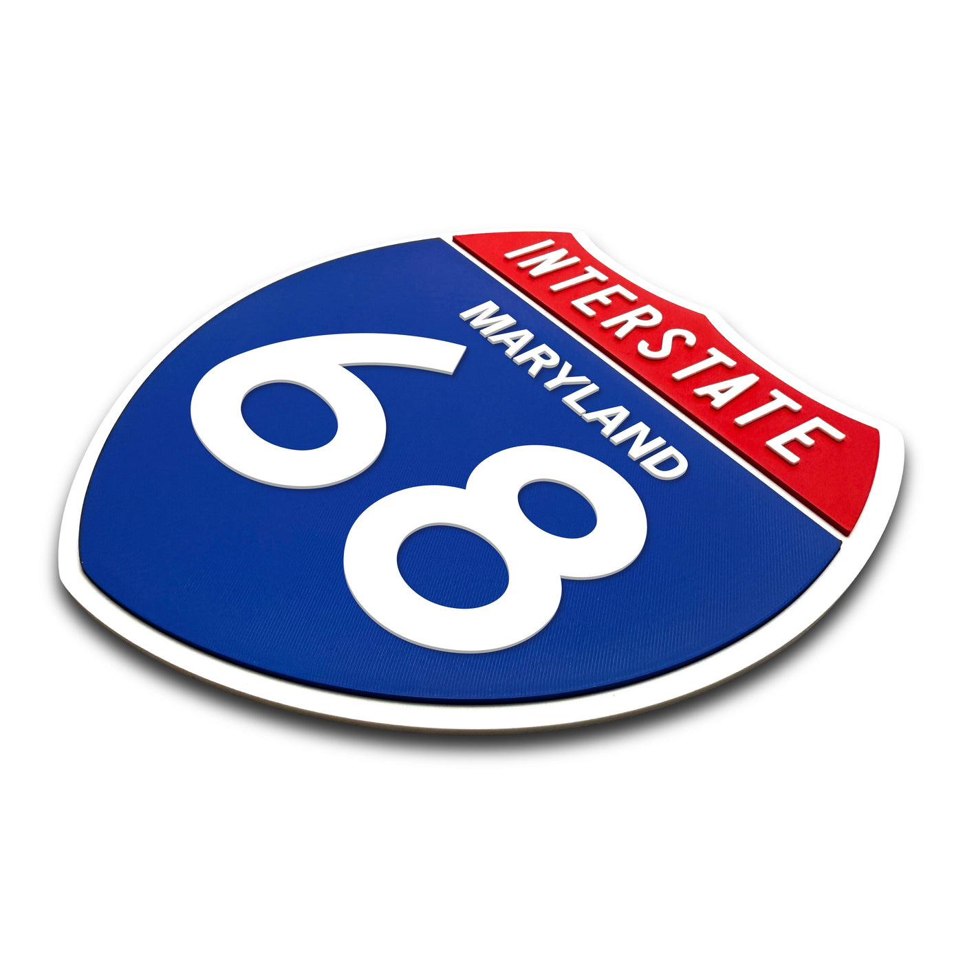 Interstate 68Maryland road sign replica three-quarter view