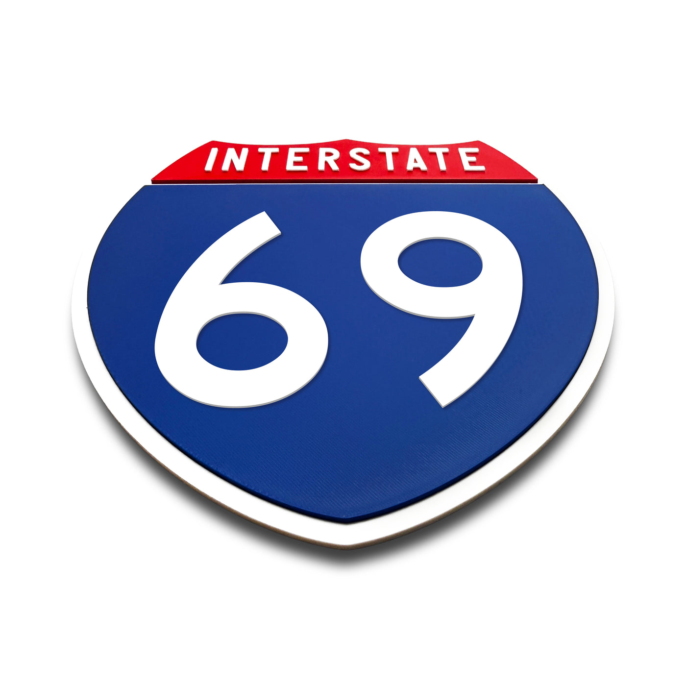 Interstate 69 Number Only road sign replica flat view