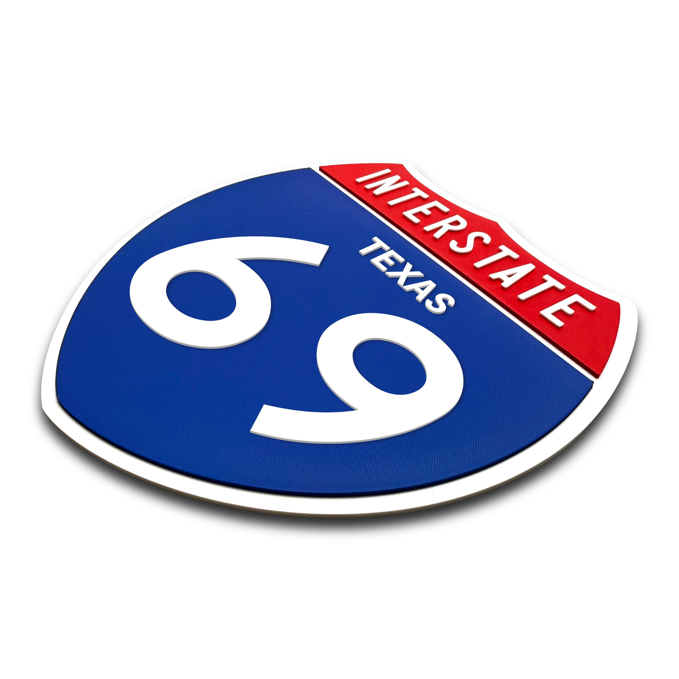 Interstate 69 Texas road sign replica three-quarter view