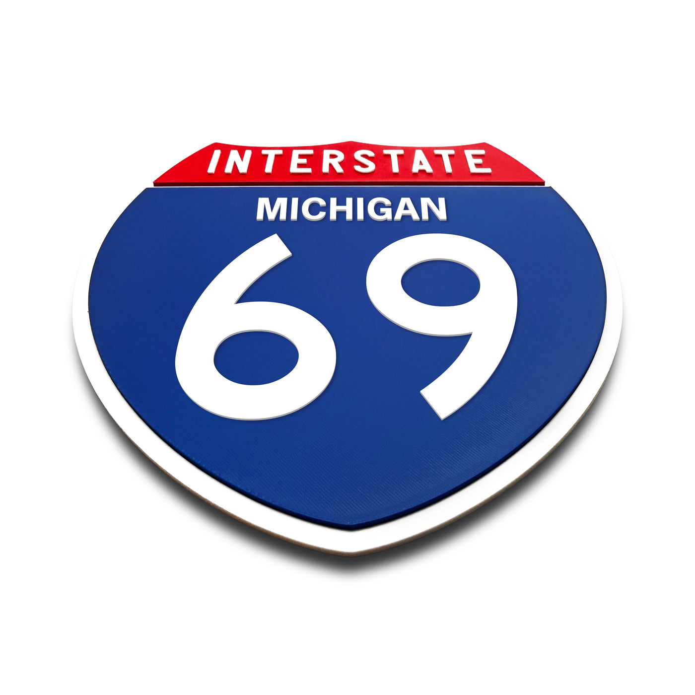 Interstate 69 Michigan road sign replica flat view