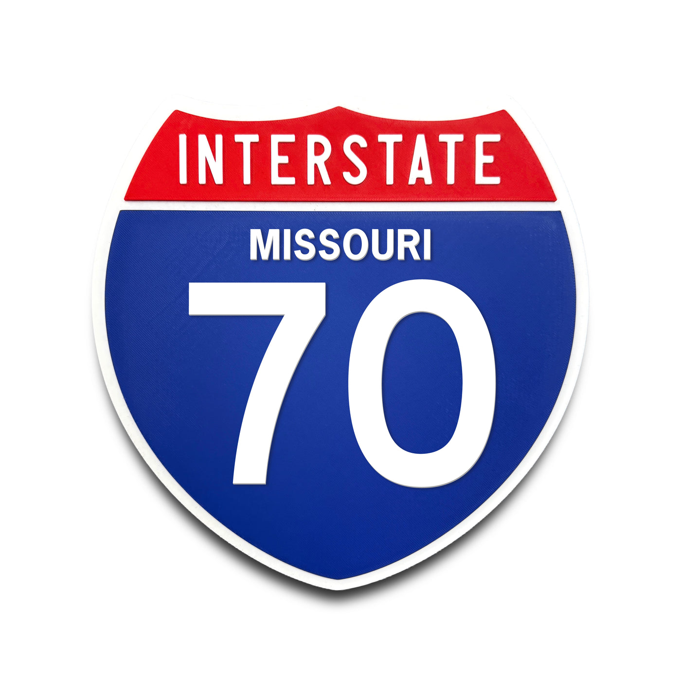 Interstate 70 Missouri road sign replica front view