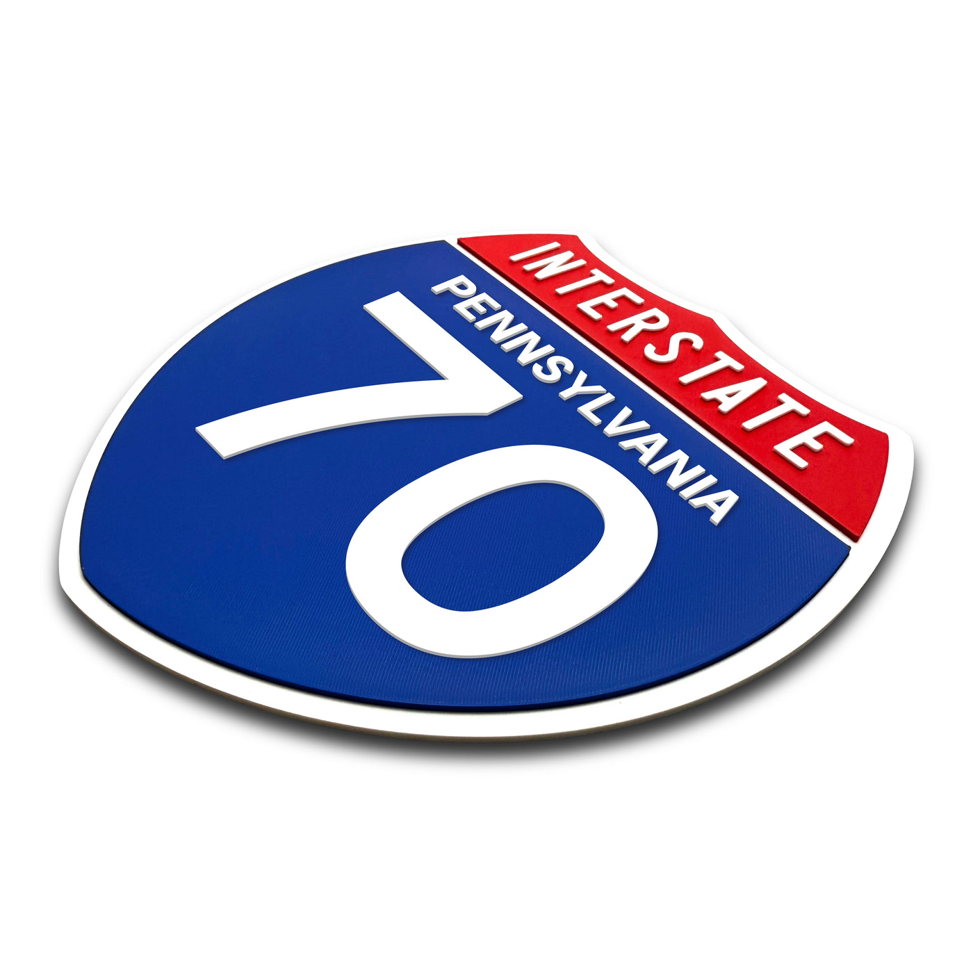Interstate 70 Pennsylvania road sign replica three-quarter view