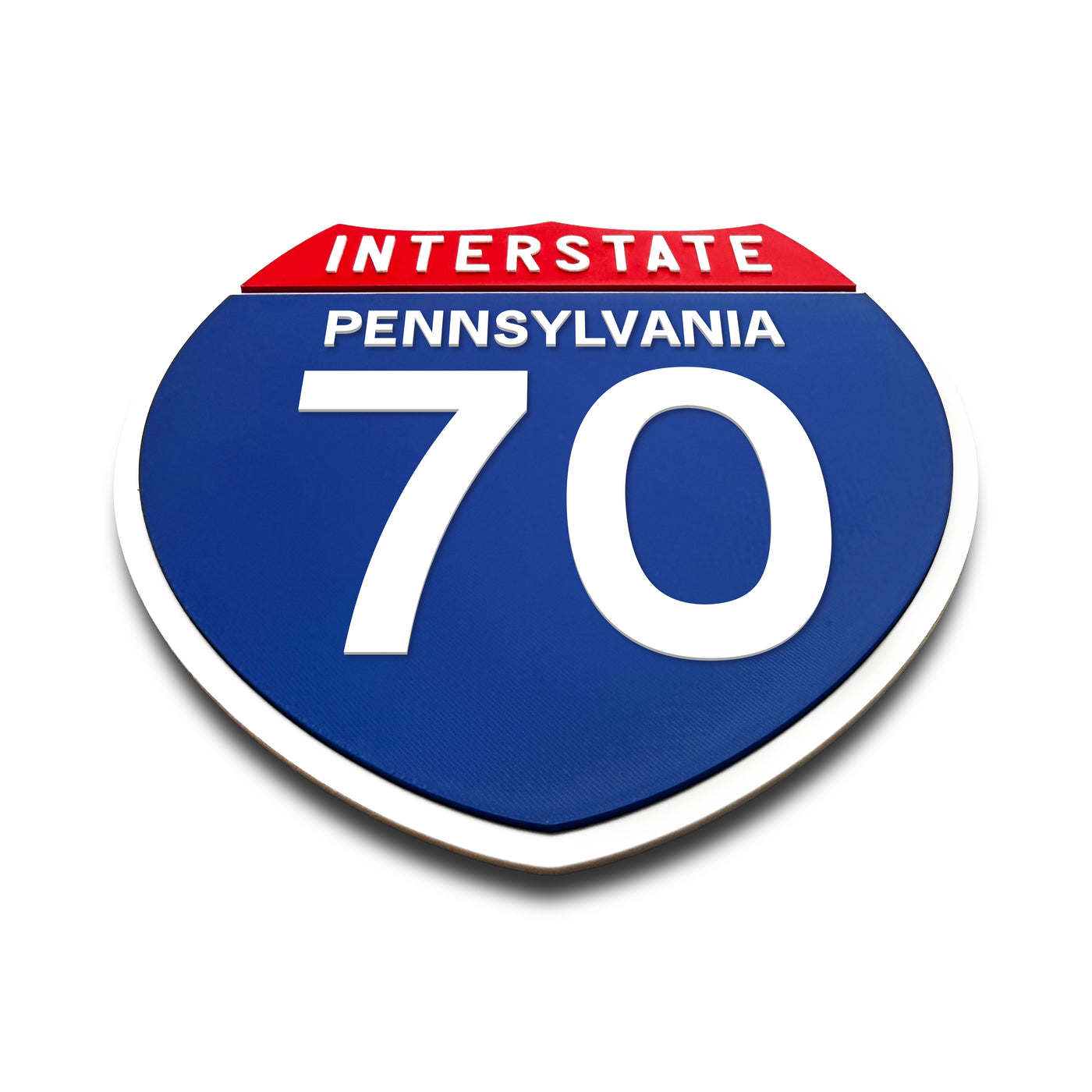 Interstate 70 Pennsylvania road sign replica flat view