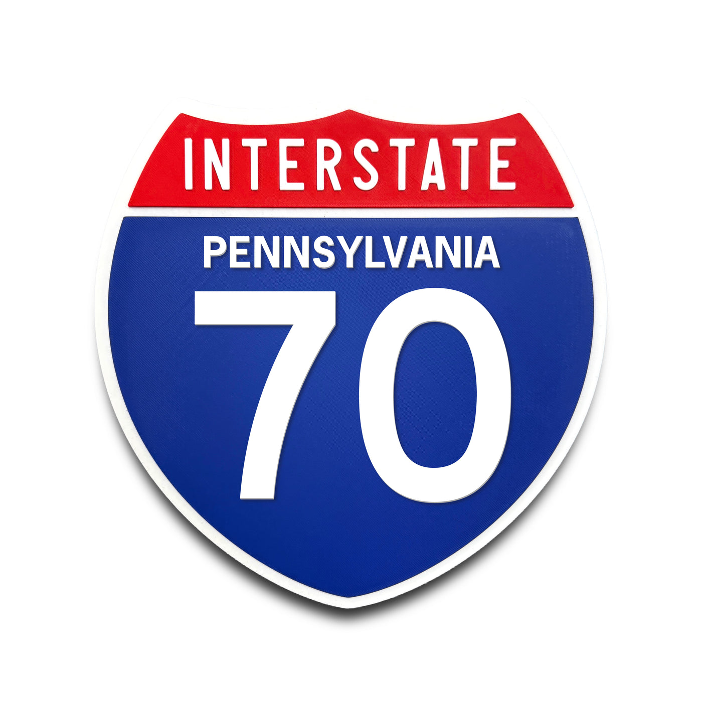 Interstate 70 Pennsylvania road sign replica front view