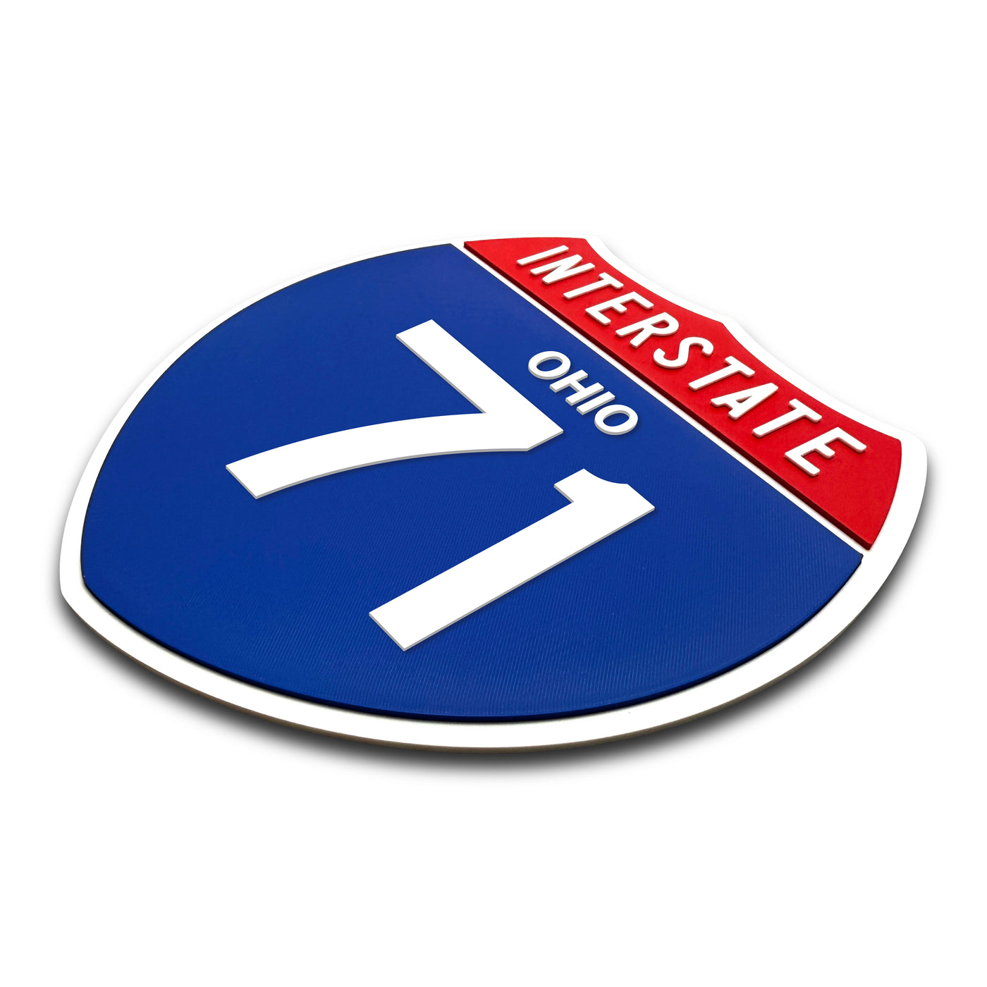 Interstate 71 Ohio road sign replica three-quarter view