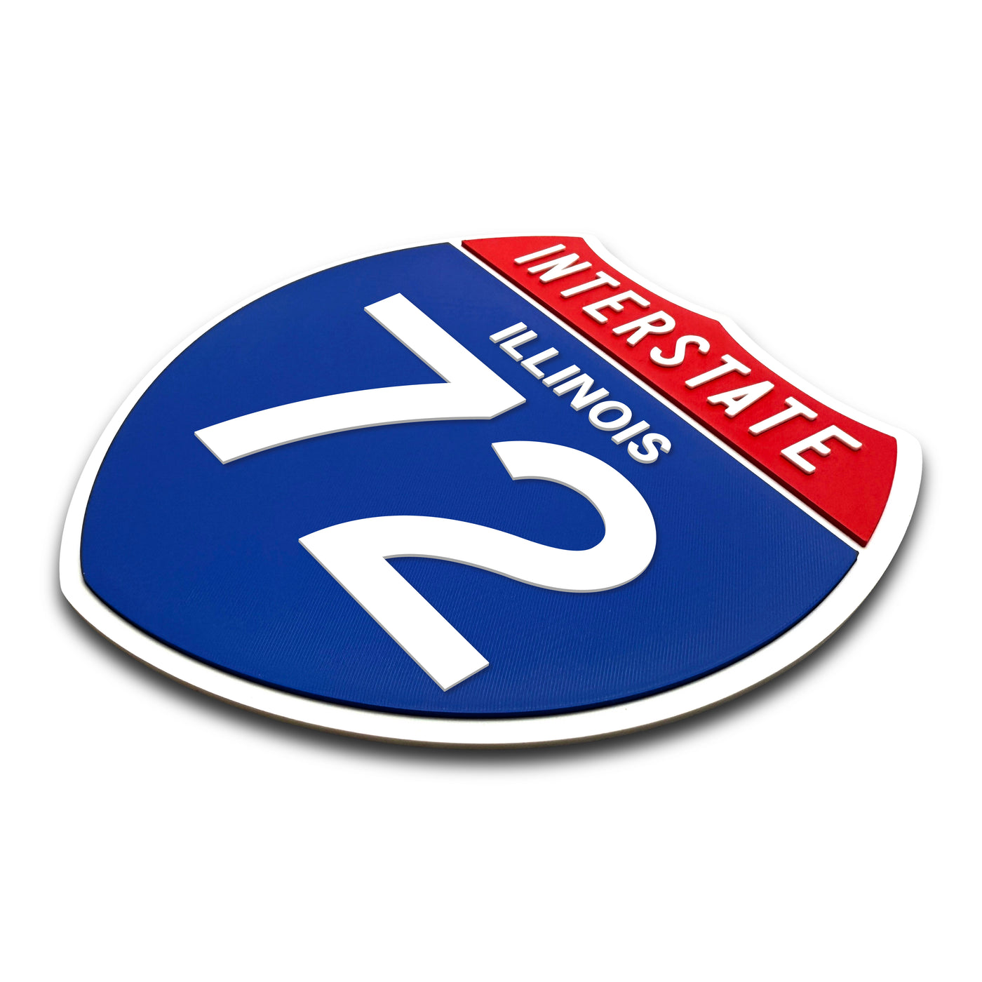 Interstate 72 Missouri road sign replica three-quarter view