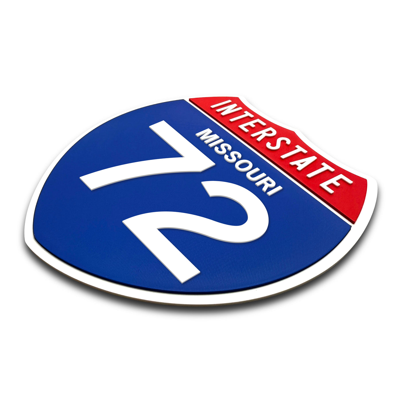 Interstate 72 Illinois road sign replica three-quarter view