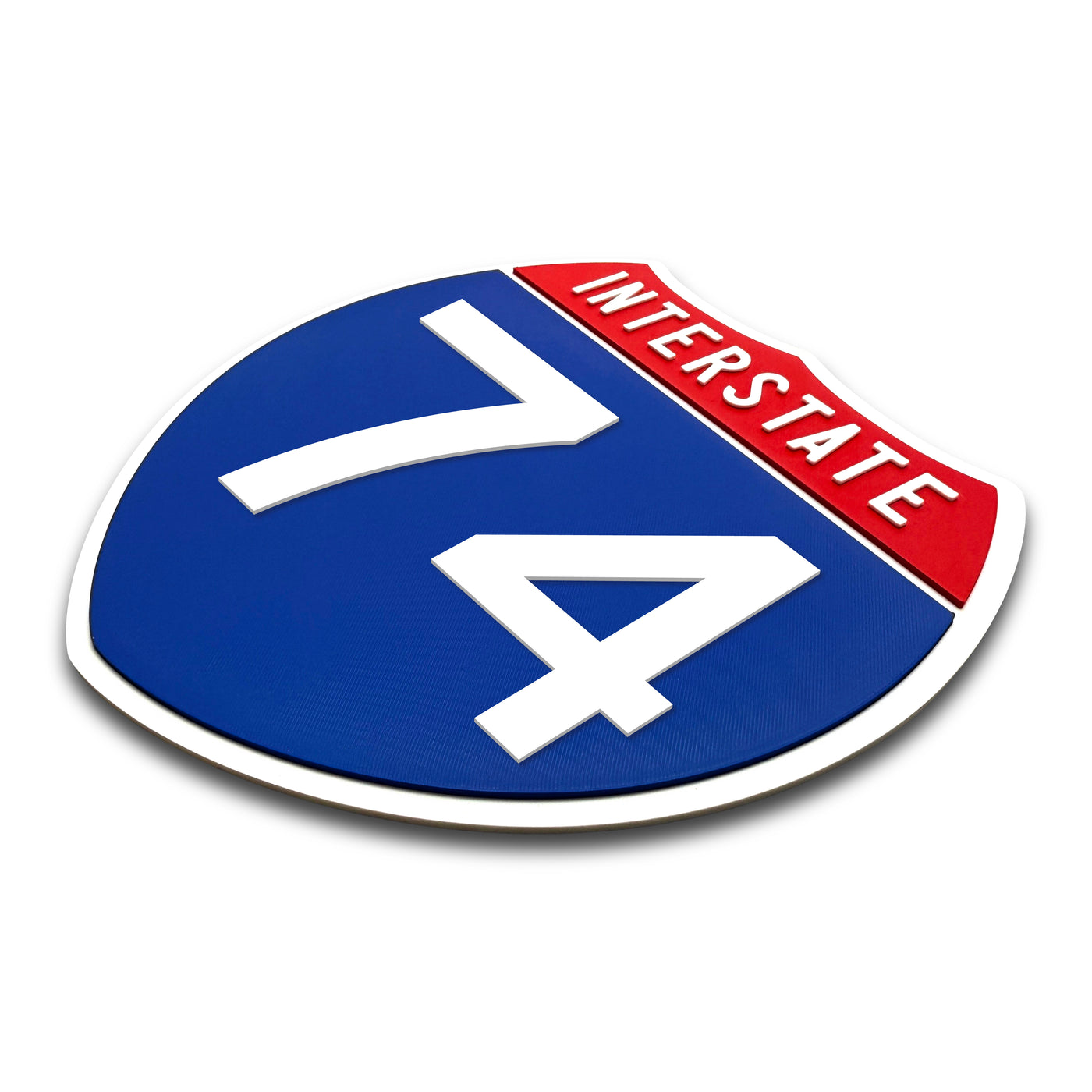 Interstate 74 Number Only road sign replica three quarter view