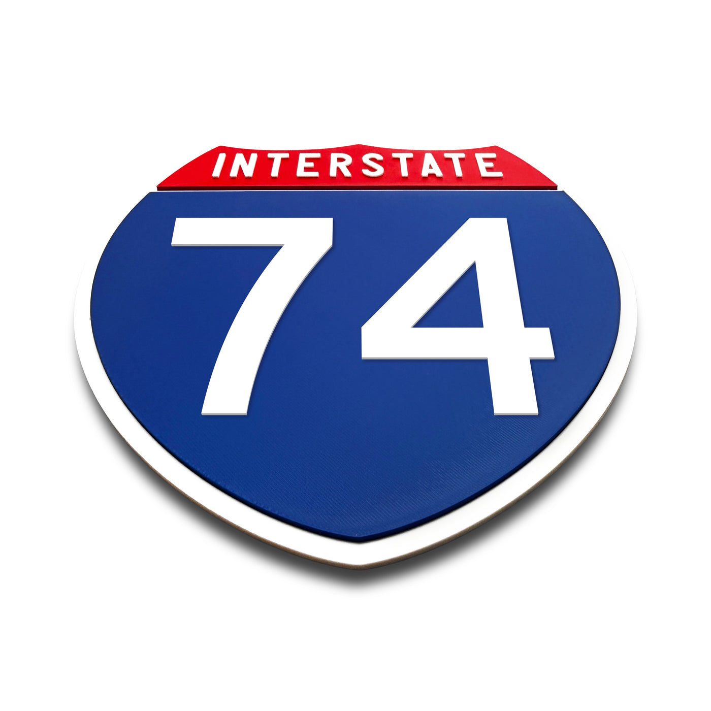 Interstate 74 Number Only road sign replica flat view